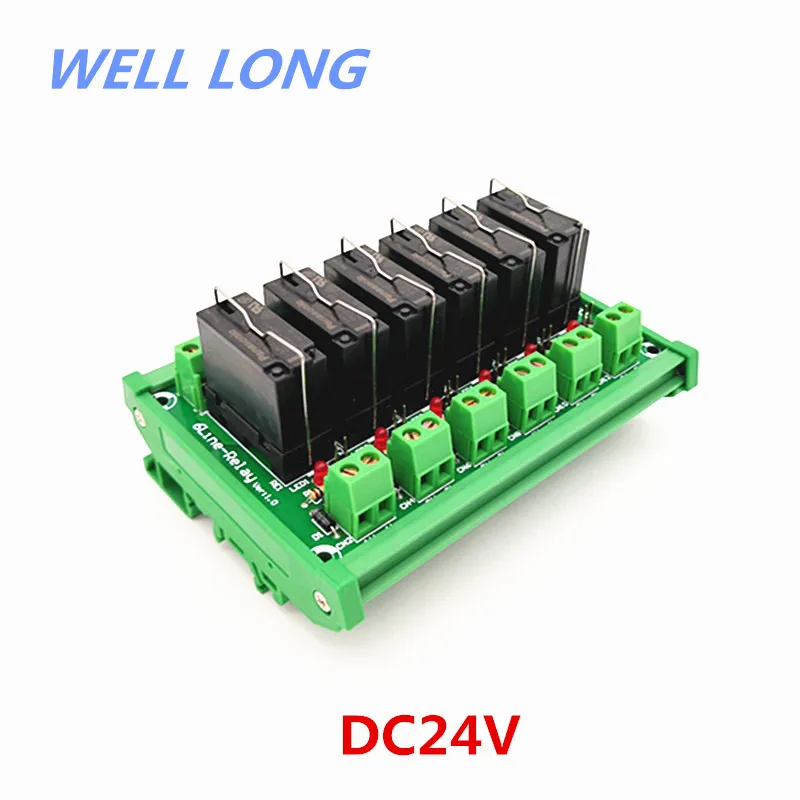 

DIN Rail Mount 6 DPDT 5A Power Relay Interface Module, JW2SN-DC24V Relay.