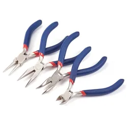 Carbon Steel Jewelry Pliers Set Ferronickel Carbon-Hardened Steel Beading DIY Tool Equipment Midnight Blue 125x70~80x10mm