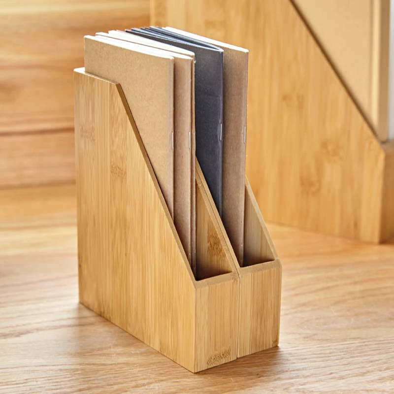 Desktop Bamboo Wood File Storage Box Document Books Magazine Holder Sorter Office Home Desk Hanger File Basket Shelf Organizer