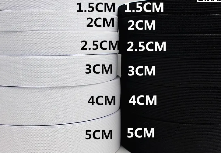 5-10m/lot 0.5/1/1.5/2/2.5/3/4/5cm white black flat elastic band elastic string sewing craft diy accessories 1415