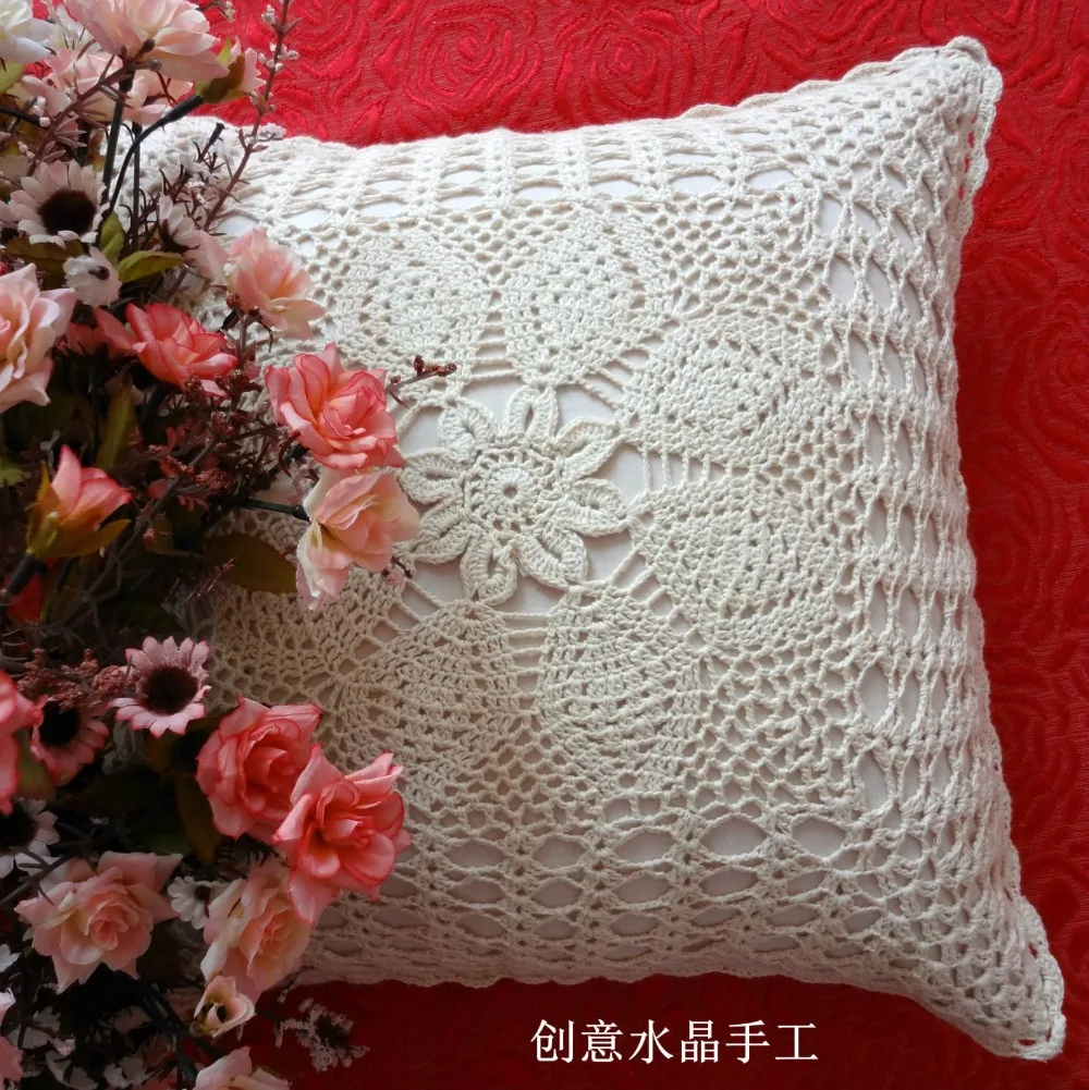 2015 new arrival fashion ZAKKA cotton crochet lace pillow cover for house  pillow case with flowers cutout case ma