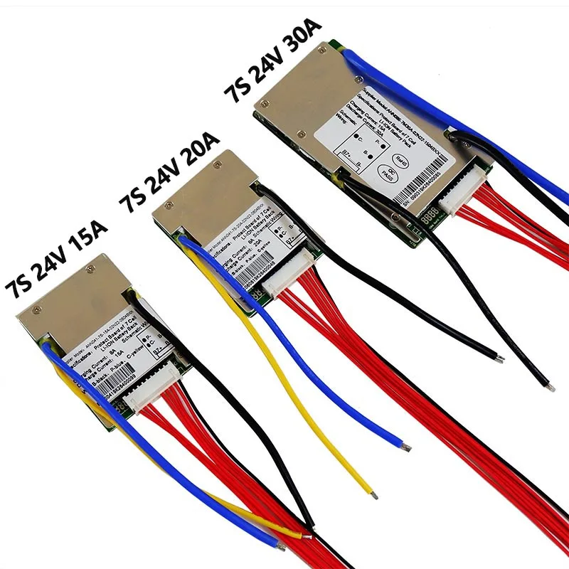 Li-ion Battery BMS 7S 24V 15A 20A And 30A BMS For 24V Lithium Battery Pack With Balance Function And Temperature Switch