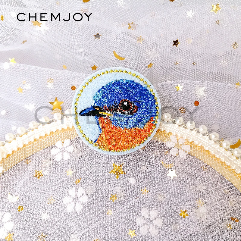 Owl Blue Bird Vintage Patch for Clothes Ironing on Embroidery Applique for Jacket Jeans Clothing Stickers Badges for Shoes Bags