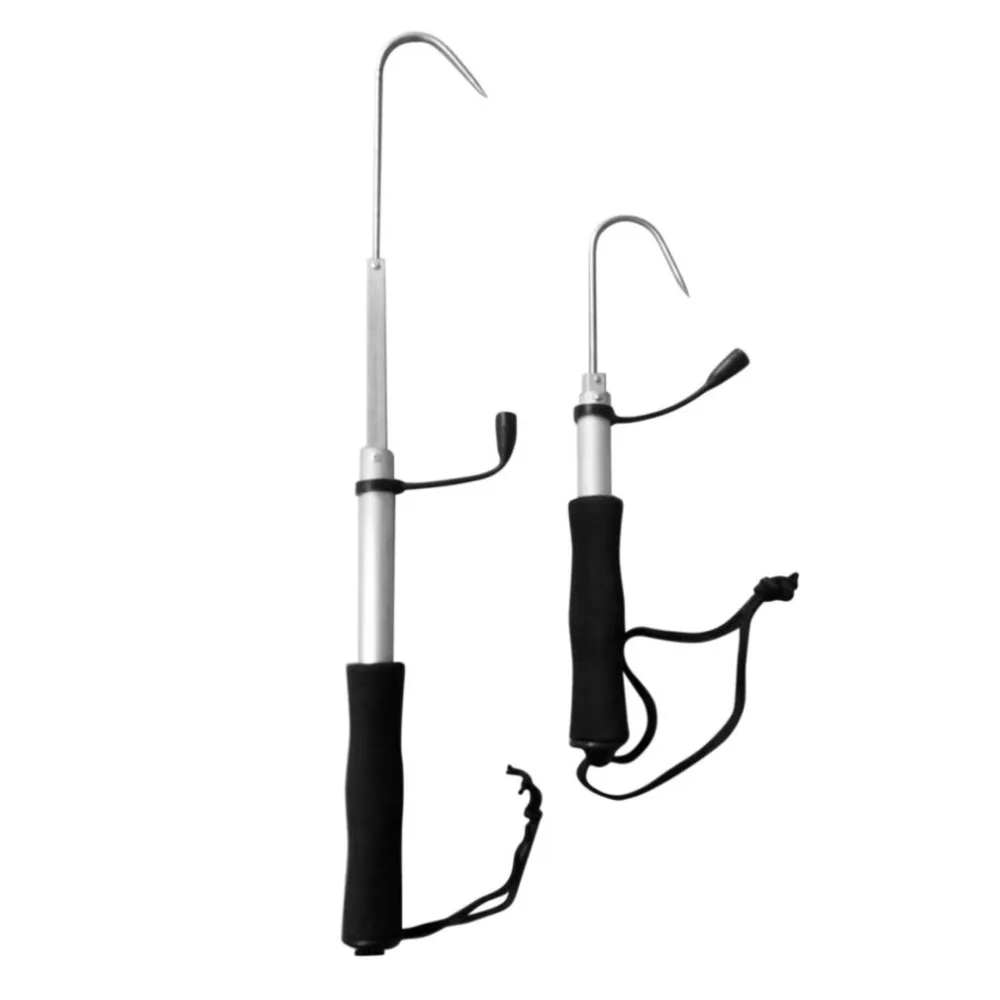 60cm Or 120cm Stainless Steel Sea Telescopic Fishing Gaff Aluminum Alloy Spear Hook Fish Gripper Tackle Outdoor Fishing Tool #84