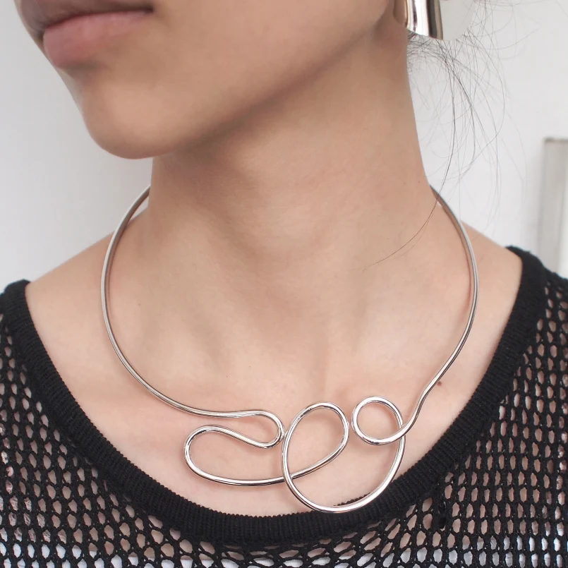 Punk Alloy Gold Color Chokers Necklace Metal Geometric Statement Necklace For Women Jewelry Accessories 2022 UKEN