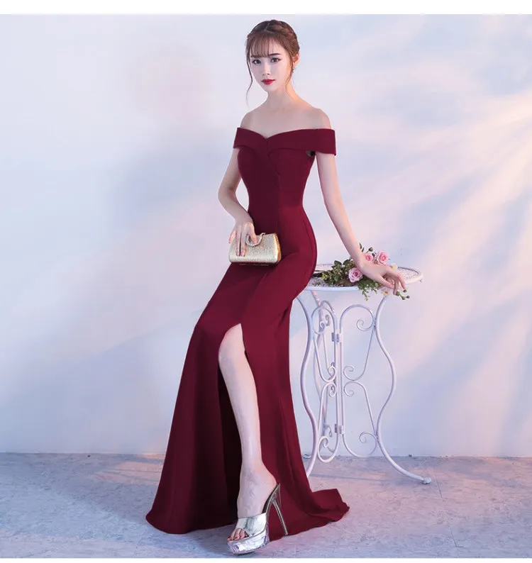 Beauty-Emily Off Shoulder Elegant Avondjurken Lange 2020 Voor Vrouwen Formele Party Dress Prom Gown Zipper Terug Gewaad de Soiree