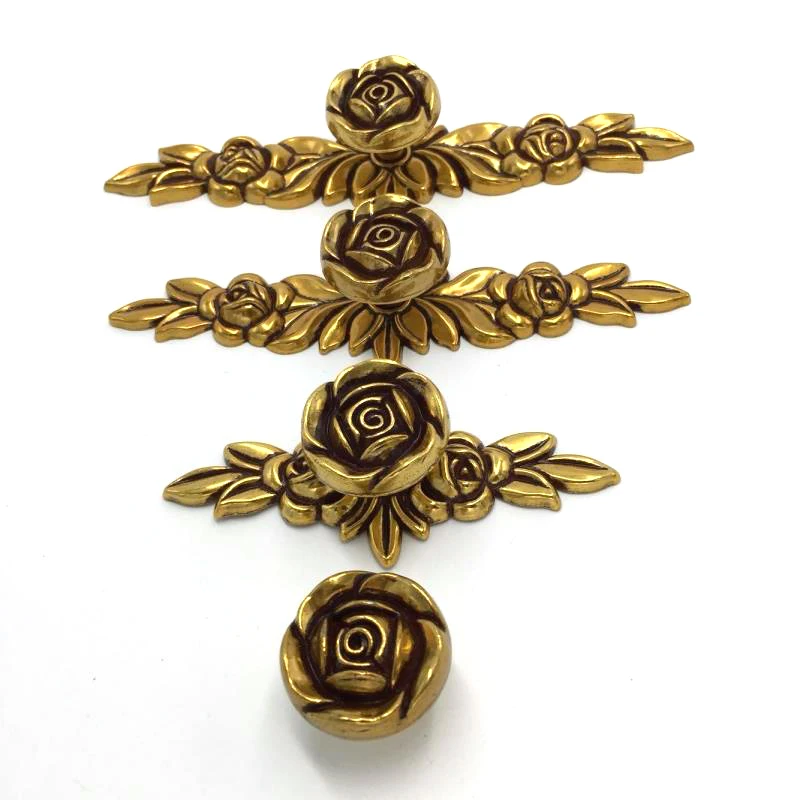 Vintage Door Handles Retro Rose Furniture Handles Antique Drawer Pulls Kitchen Cabinet Handles and Knobs Hardware
