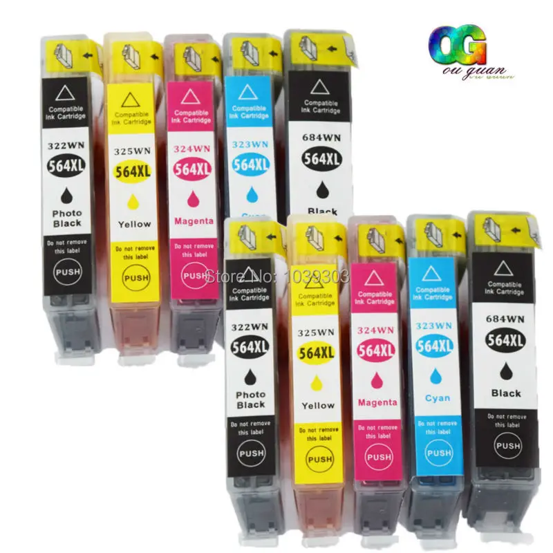 

10PCS Compatible ink Cartridge for HP 564 564XL with HP Deskjet 3520 Officejet 4620 Printer 6520 5520 7525 7510 6510 5510