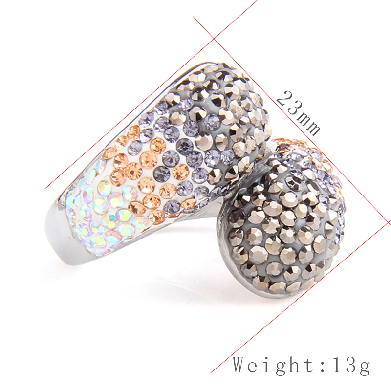 Hot Selling Beautiful Jewelry Ring for Women Double Head Crystal 316L Stainless Steel Engagement Wedding Rings