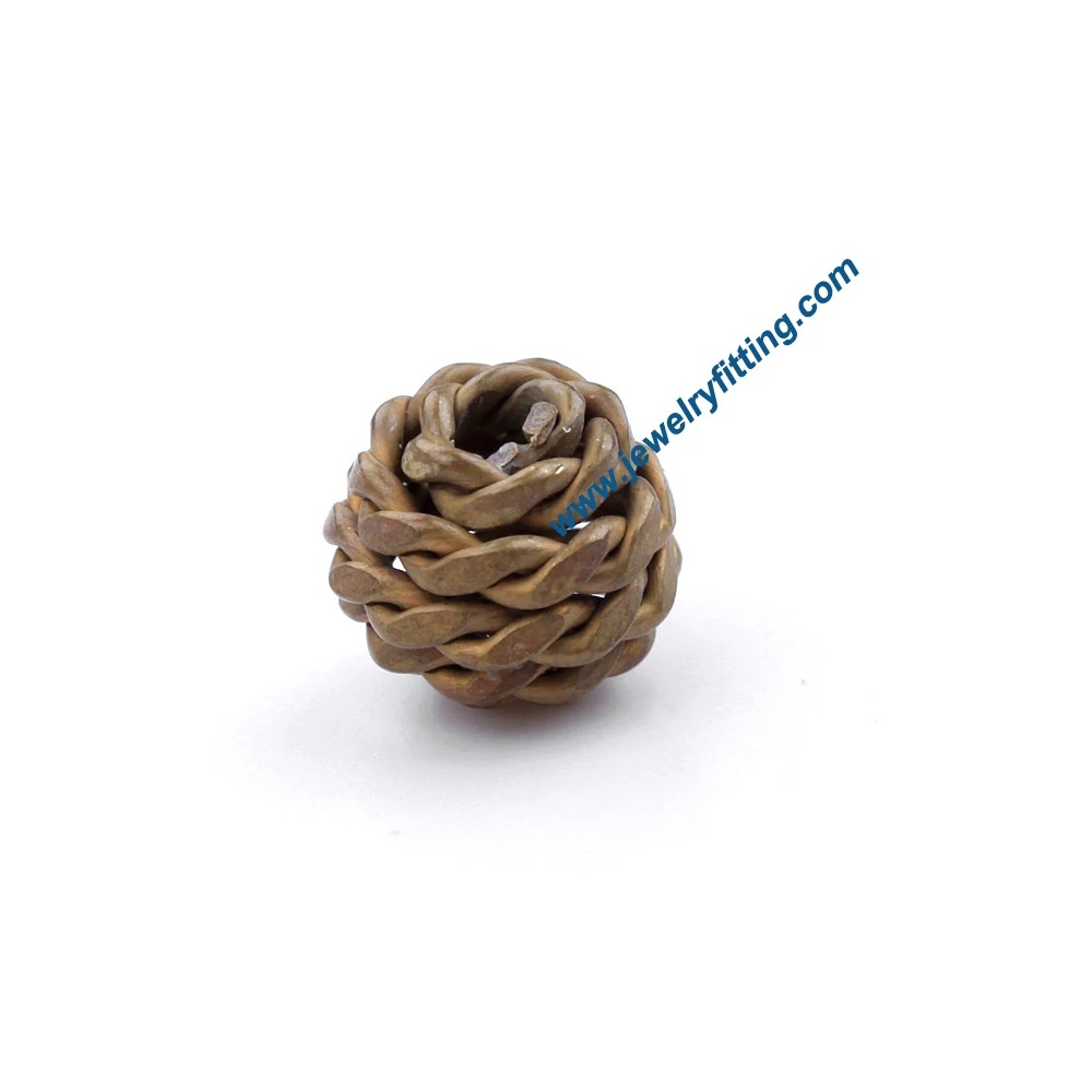 All kinds of jewelry findings supplier Raw brass colowire twist feature connector beads handmade 8mm