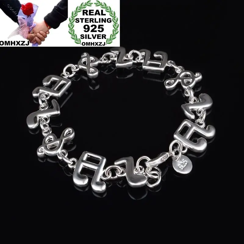 OMHXZJ Wholesale Personality Fashion OL Woman Girl Party Wedding Gift Silver Music Sign Chain 925 Sterling Silver Bracelet BR51