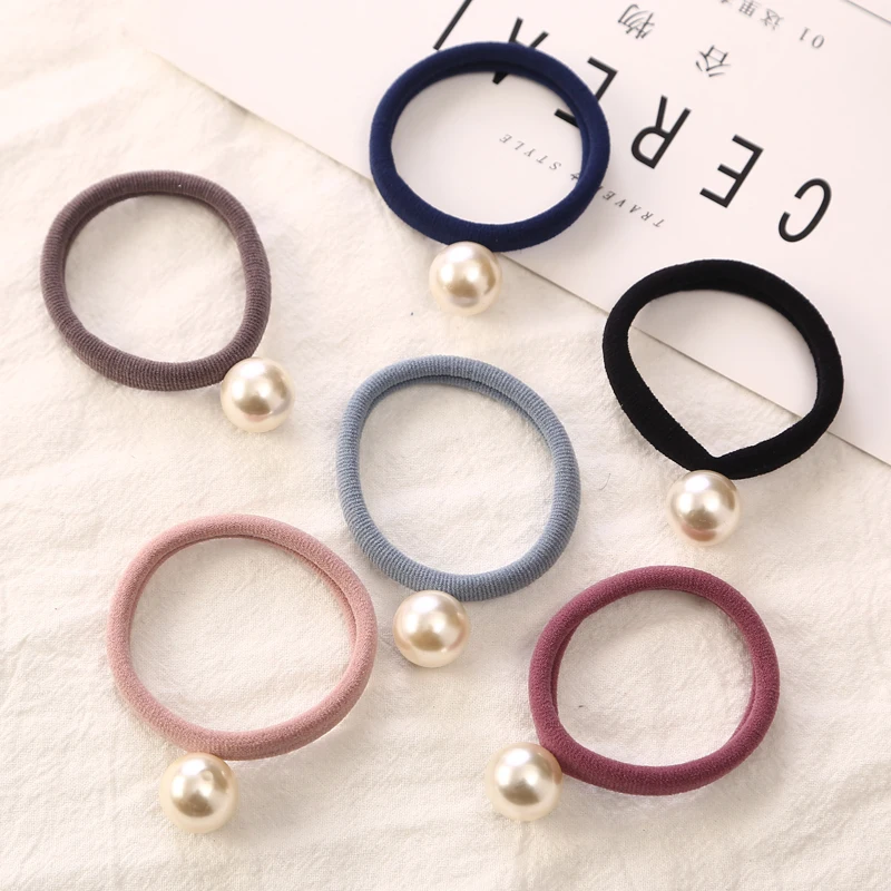 5PC Fashion Women Pearls Elastic Hair Band Hair Accessories for Girls Ponytail Holder Towel Ring Headwear Multicolor Tie Gum