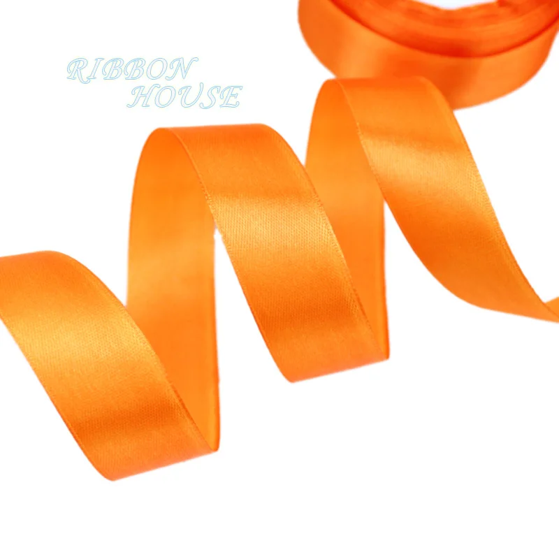 (25 yards/roll) Orange Single Face Satin Ribbon Gift Wrapping Christmas ribbons Wholesale