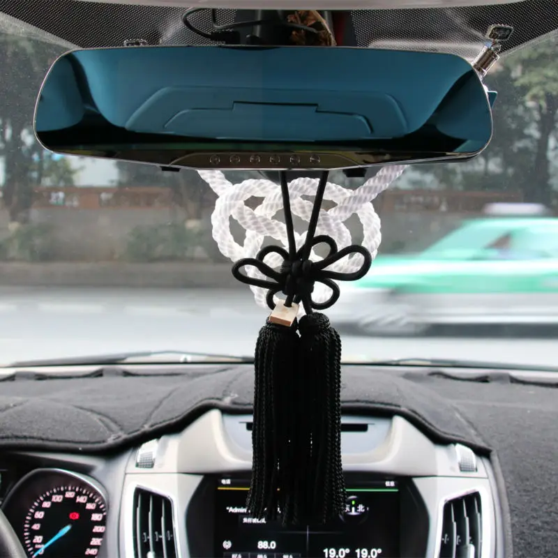 Cayears JDM JP Junction Produce Luxury Kin Tsuna Rope Kintsuan VIP Balck Fusa Kiku Knot For Car Rearview Mirror Chinese Mascot