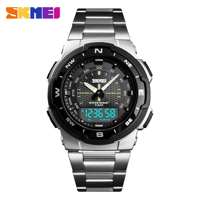 SKMEI-Montre de sport à quartz étanche pour homme, bracelet en acier inoxydable, haut de gamme, luxe, affaires, mode, 1370