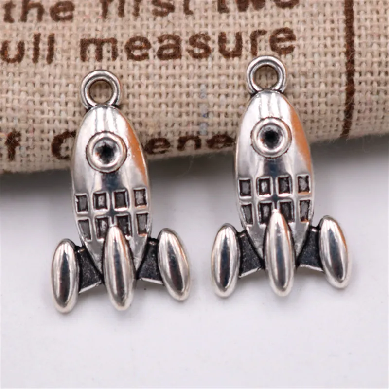 20pcs Silver Plated Space Shuttle Metal Pendant DIY Charm Hip Hop Style Bracelet Earrings Jewelry Crafts Making 23*13mm A1806