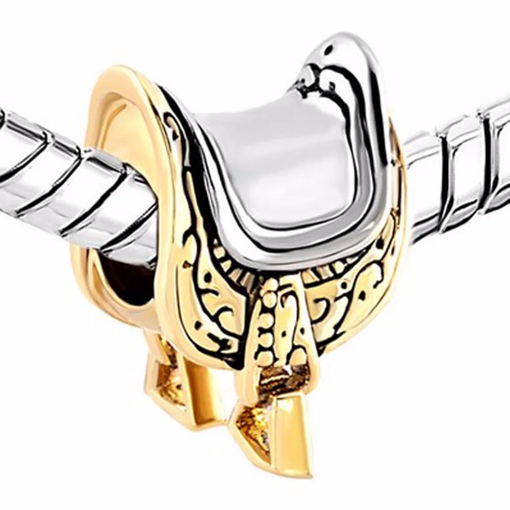 2025 New Slide Charm Golden Saddle Charm Beads Fit Luxury brand Bracelet