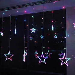 AC110V or 220V Holiday Lighting LED Fairy Star Curtain String luminarias Garland Decoration Christmas Wedding Light 2M