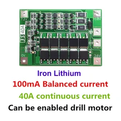 3S 40A Iron Lithium Battery Charger Protection Board with Balance PCB BMS For Drill Motor 9.6V 10.8V Lipo Cell Module