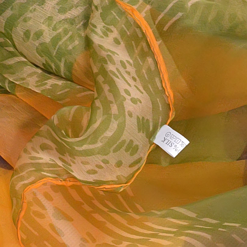 BYSIFA-bufanda de seda de color amarillo y verde para mujer, chal Largo de seda pura con estampado, accesorios de moda para verano