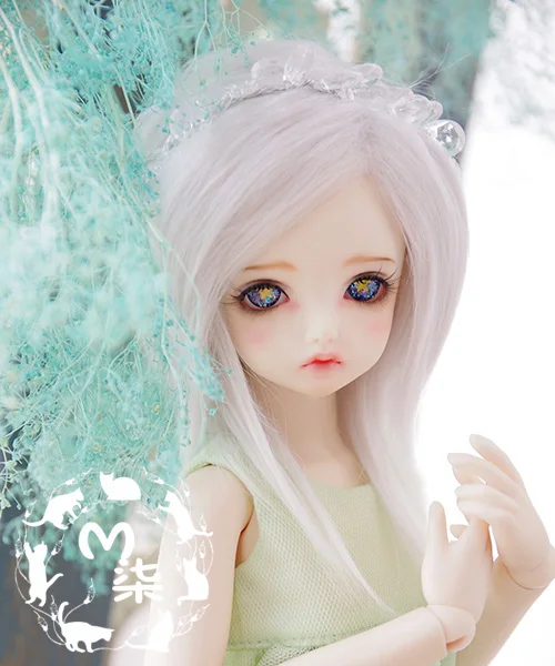 New 1/12 3-4 inch 9-10cm 1/8 4-5 inch 12cm 14cm Sweet Light Silver-Gray AE PukiFee lati BJD Wig BJD Long Doll Wig