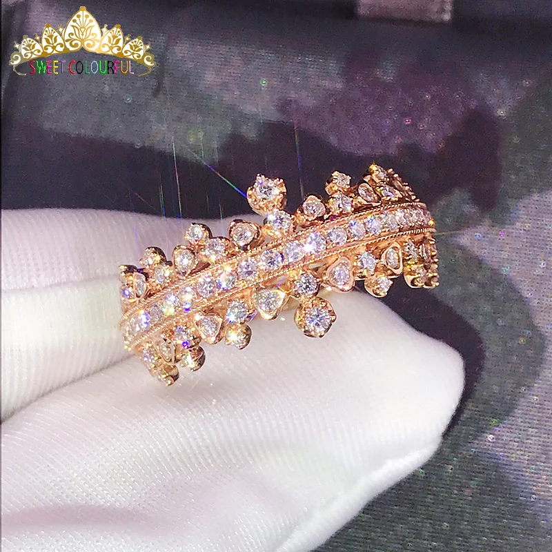 

100% 18K 750Au Gold Moissanite Diamond Ring Wedding ring D color VVS With national certificate MO-H1007