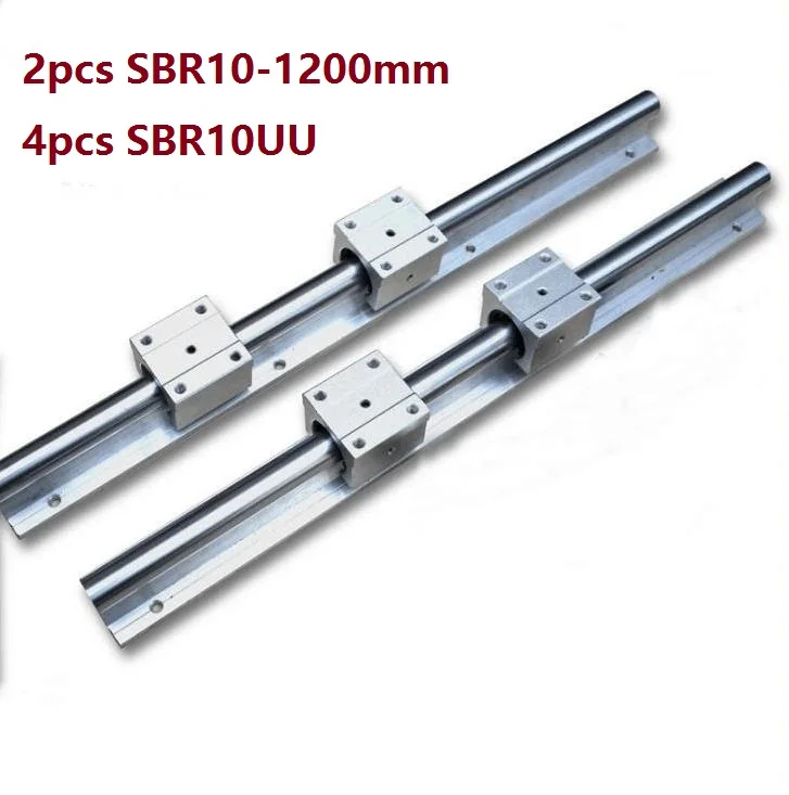 2pcs SBR10 L-1200mm support rail linear guide + 4pcs SBR10UU linear bearing blocks for CNC router parts