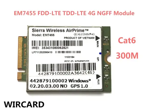 노트북용 4G 모듈 카드, EM7455 FDD/TDD LTE Cat6 노트북용 4G 모듈 카드, EM7455 FDD/TDD LTE Cat6