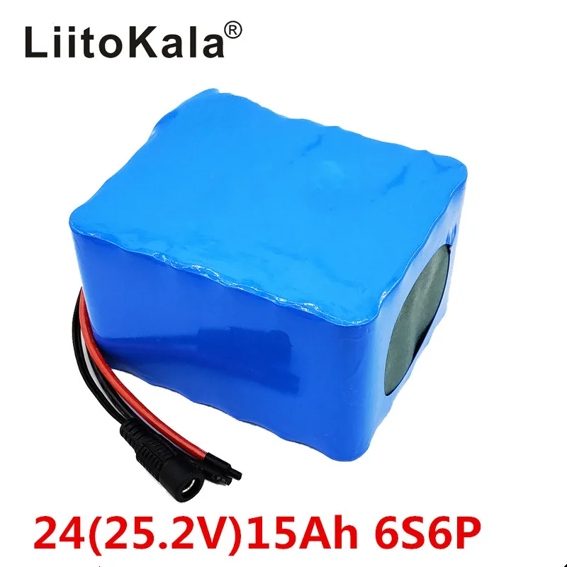 LiitoKala 6S6P 24V 15Ah 25.2V lithium battery pack batteries for electric motor bicycle ebike scooter wheelchair cropper with BM