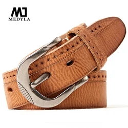 Cintura da uomo MEDYLA Designer di marca cintura in pelle a grana superiore cintura Casual in vera pelle di mucca di lusso per uomo cinturino da lavoro DSW564