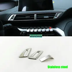 Middle Console Air Conditioner Outlet Frame Decorative Cover Trim Stainless Steel for Peugeot 4008 5008 2017 2018