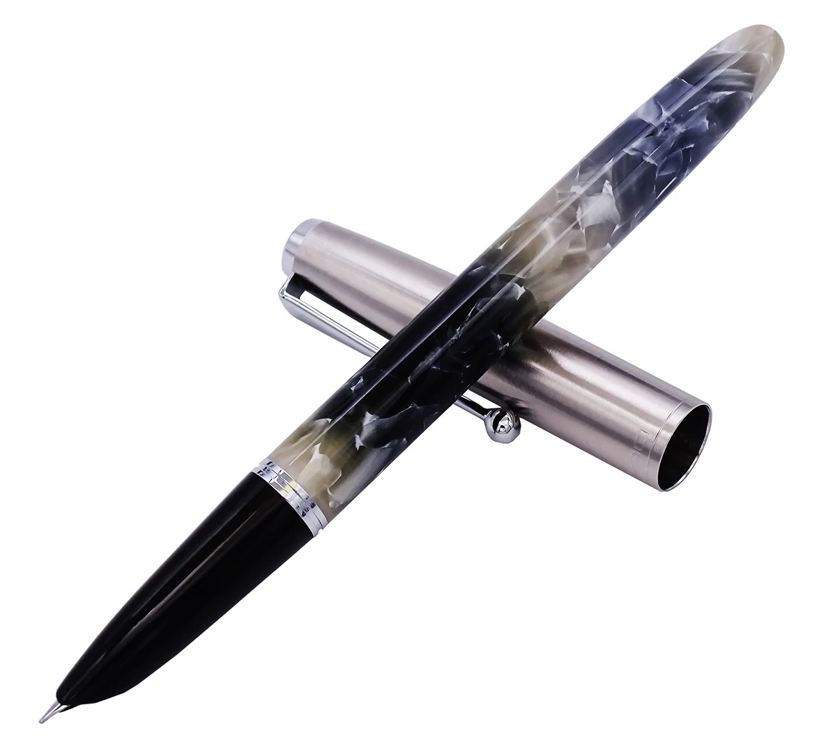 

Jinhao Acrylic Resin Gradient Gray Fountain Pen Stainless Steel Cap Extra Fine 0.38mm Smooth Writing Ink Pen for Office School