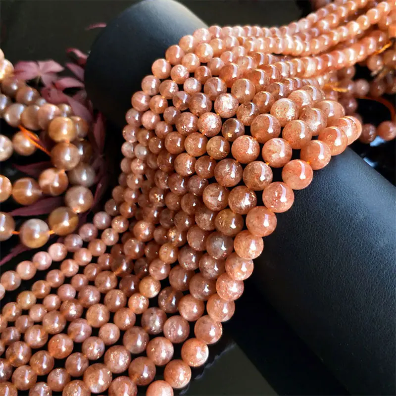 4-7mm Natural Orange Sunstone Stone Beads Round Loose DIY Beads For Jewelry Making Beads Accessories 15'' Women Girl Gift