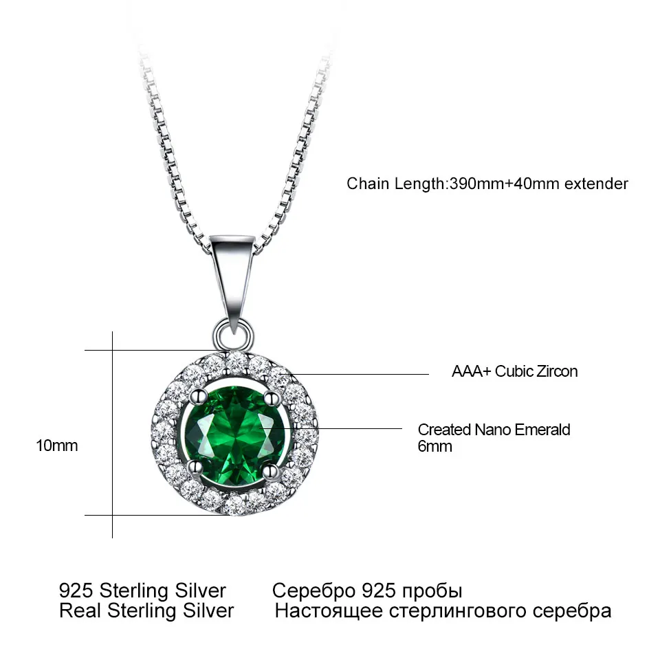 UMCHO Necklace 925 Sterling Silver Fine Jewelry Original Certified Luxury High Quality Natural Emerald Pendant for Women Korea