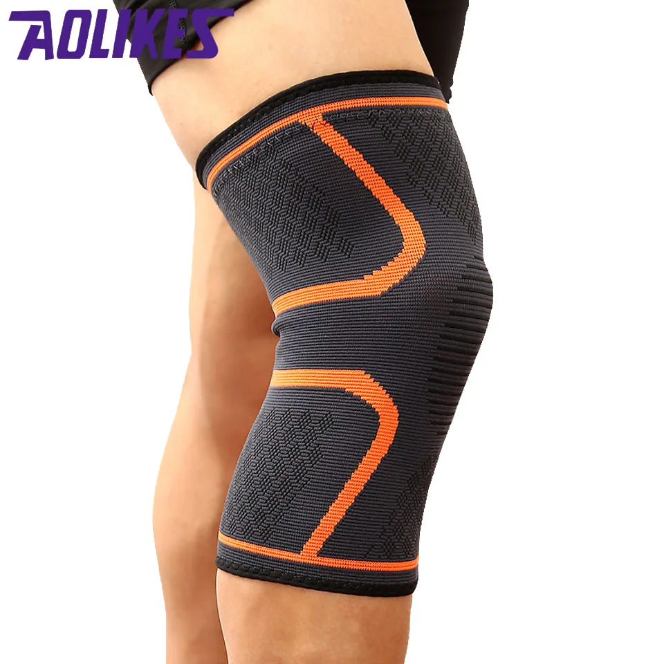 AOLIKES 1Pc Knee Support Knee Pad Brace Kneepad Gym Weight lifting Knee Wraps Bandage Straps Guard Compression Knee Sleeve Brace