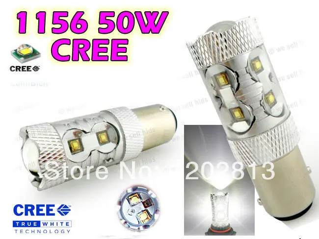 Free Shipping 2x 50w WHITE CANBUS ERROR FREE CREE Chip Led P21W 382 BA15s 1156 LED CAR BULB REVERSE DRL