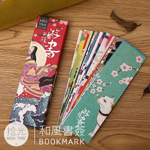 Imagen 2 del producto 30 hojas/paquete de marcapáginas de papel, marcas de libros de estilo japonés Vintage para estudiantes de escuela