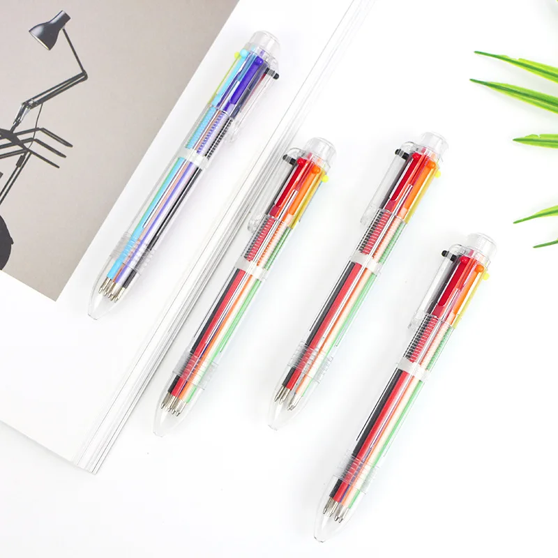 36 PCs creative stationery cute multi-color ballpoint pen multi-function press color oil pen 6 refills 6 color ballpoint pen