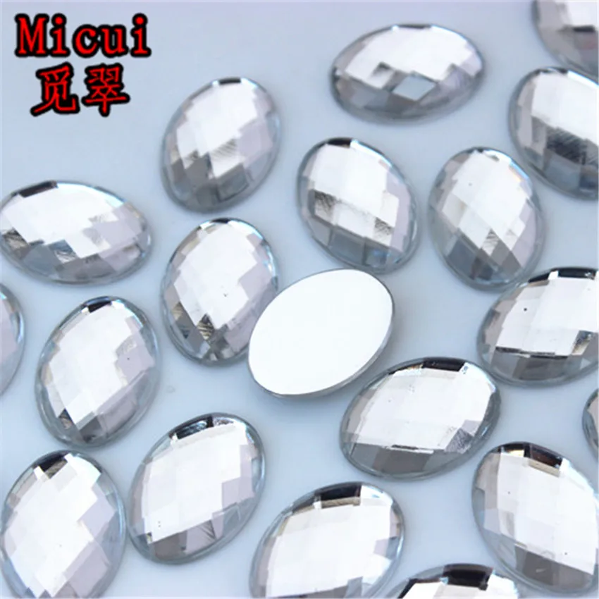 50PCS 13*18mm Oval Shape Acrylic Rhinestones Glue On Flatback Crystal Stones Strass For DIY Crafts Jewelry Making MC724