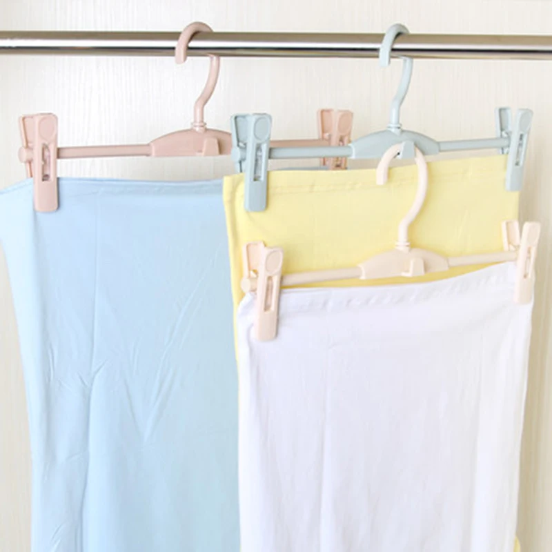 10 pcs/lot Multi Layer Trousers Hanger Anti-skid Plastic Pants Rack with Clips Closet Space Saving