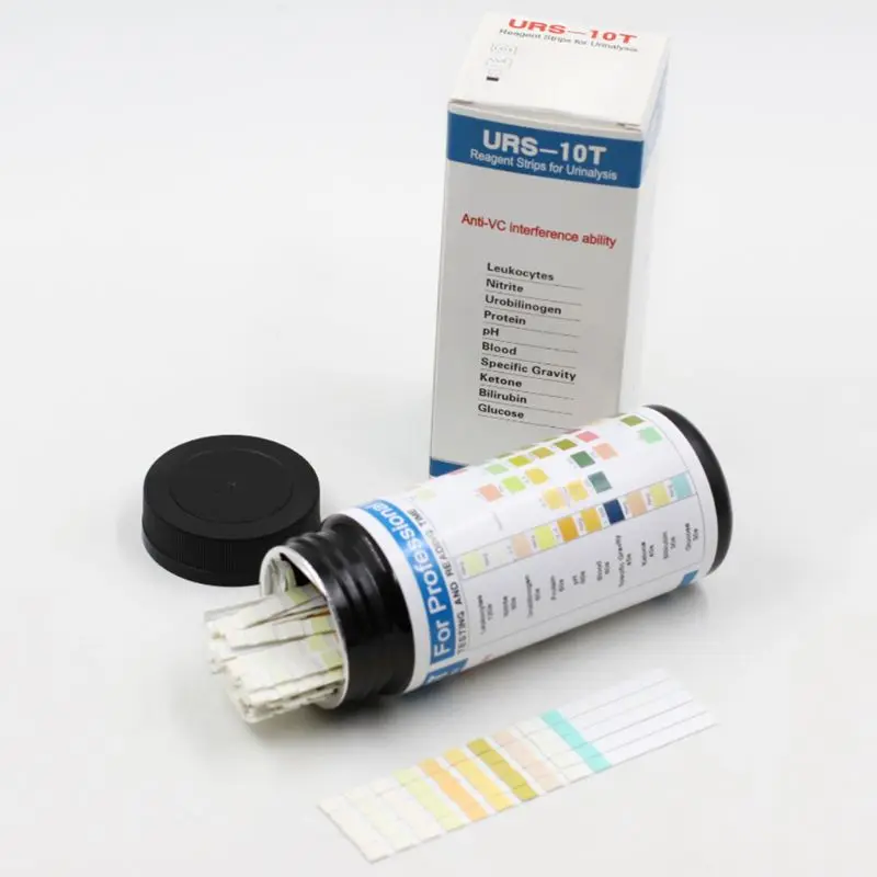 URS-10T 100strips Urinalysis Reagent Test Paper 10 Parameters Urine Test Strips Leukocytes, Nitrite, Urobilinogen, Protein, pH