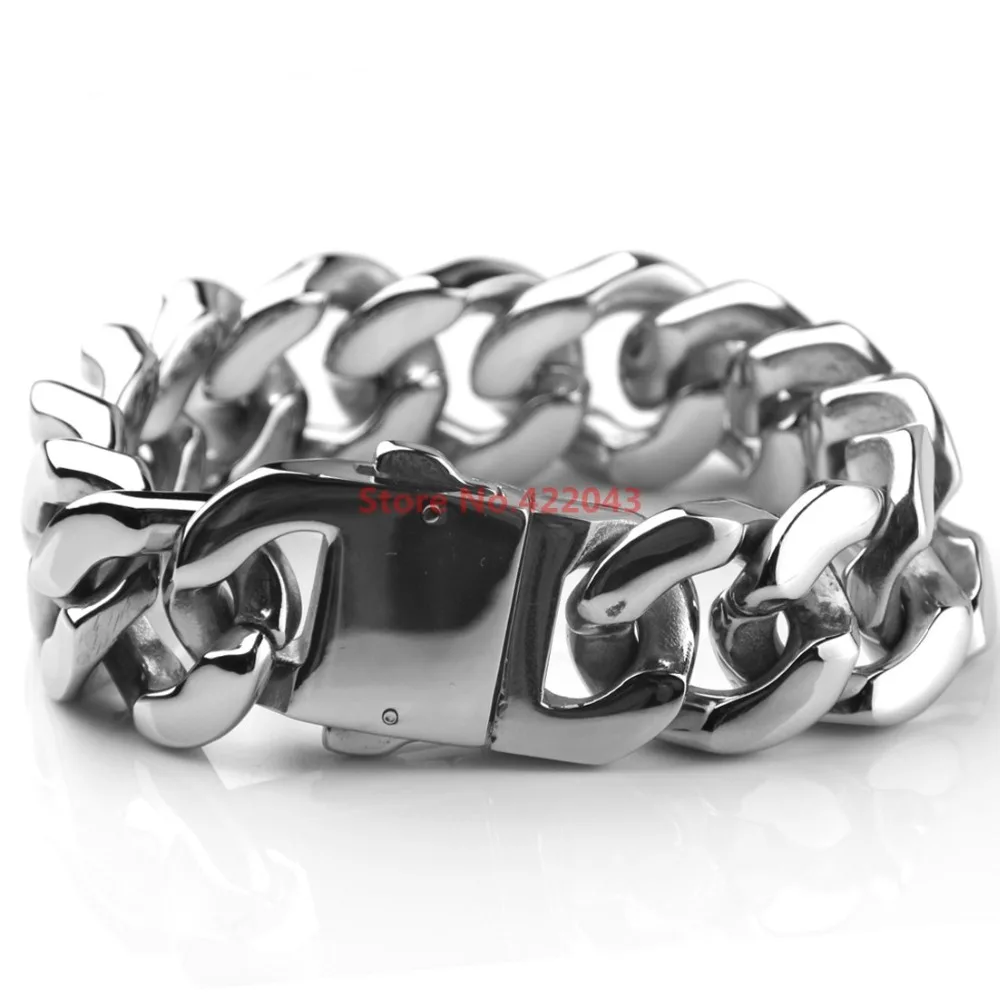 

Factory Price!! 8.5" 20mm Heavy Silver color Cool Men's Wristband Bangle Jewelry 316L Stainless Steel Curb Cuban Chain Bracelet