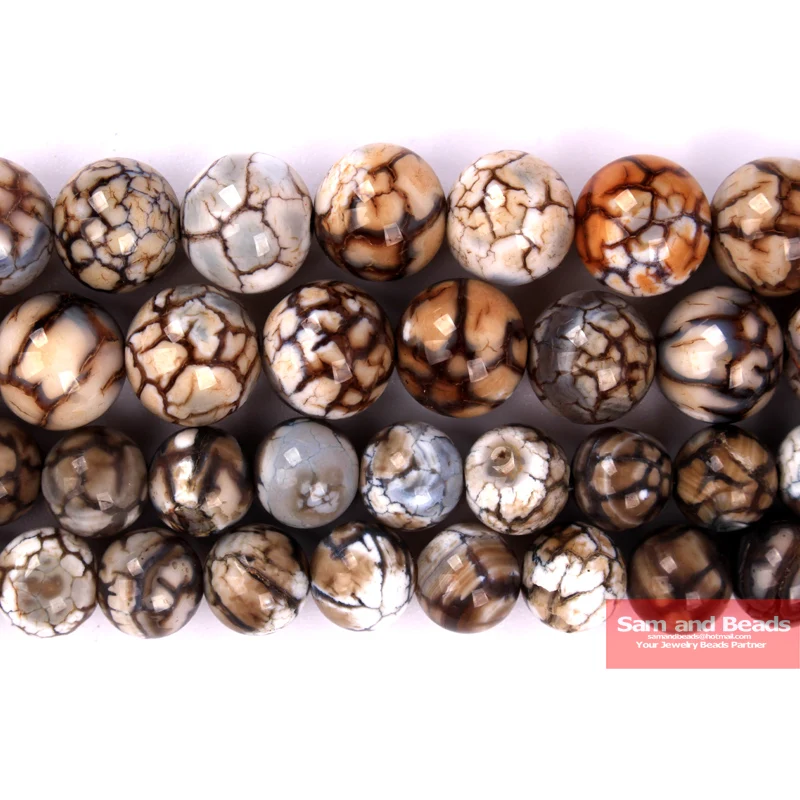 Natural Stone Coffee Fire Dragon Veins Agates Round Loose Beads 6 8 10 12MM Pick Size For Jewelry Making CFDV01