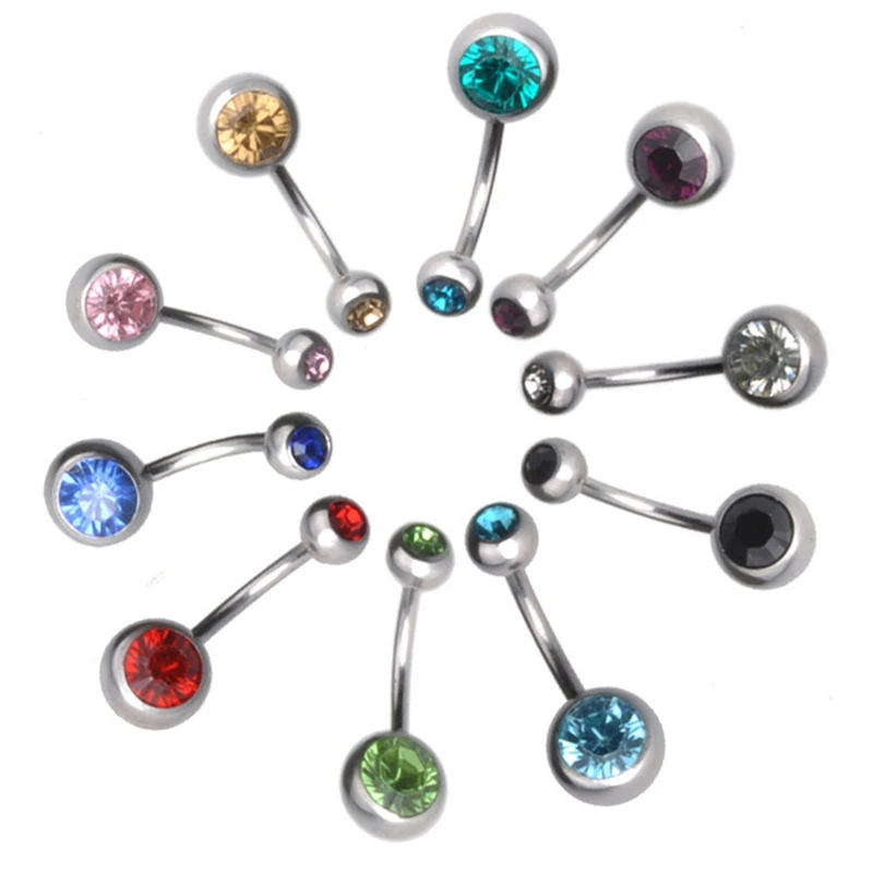 Stainless Steel Belly Button Piercing Rings For Women Crystal Sexy Navel Ombligo Pircing Body Jewelry Girlfriend Gift