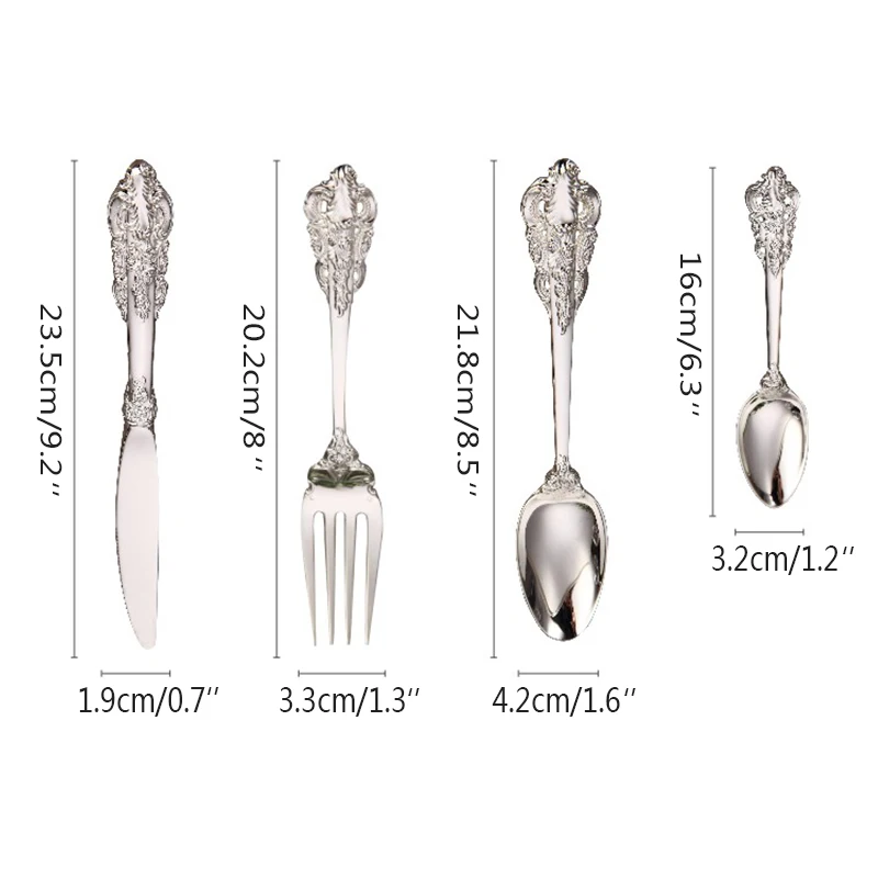 4-24pcs Luxury Silver Plated Dinnerware  Wedding Cutlery Xmas Gift Silverware Tableware Dinner Knife Fork Teaspoon Restaurant