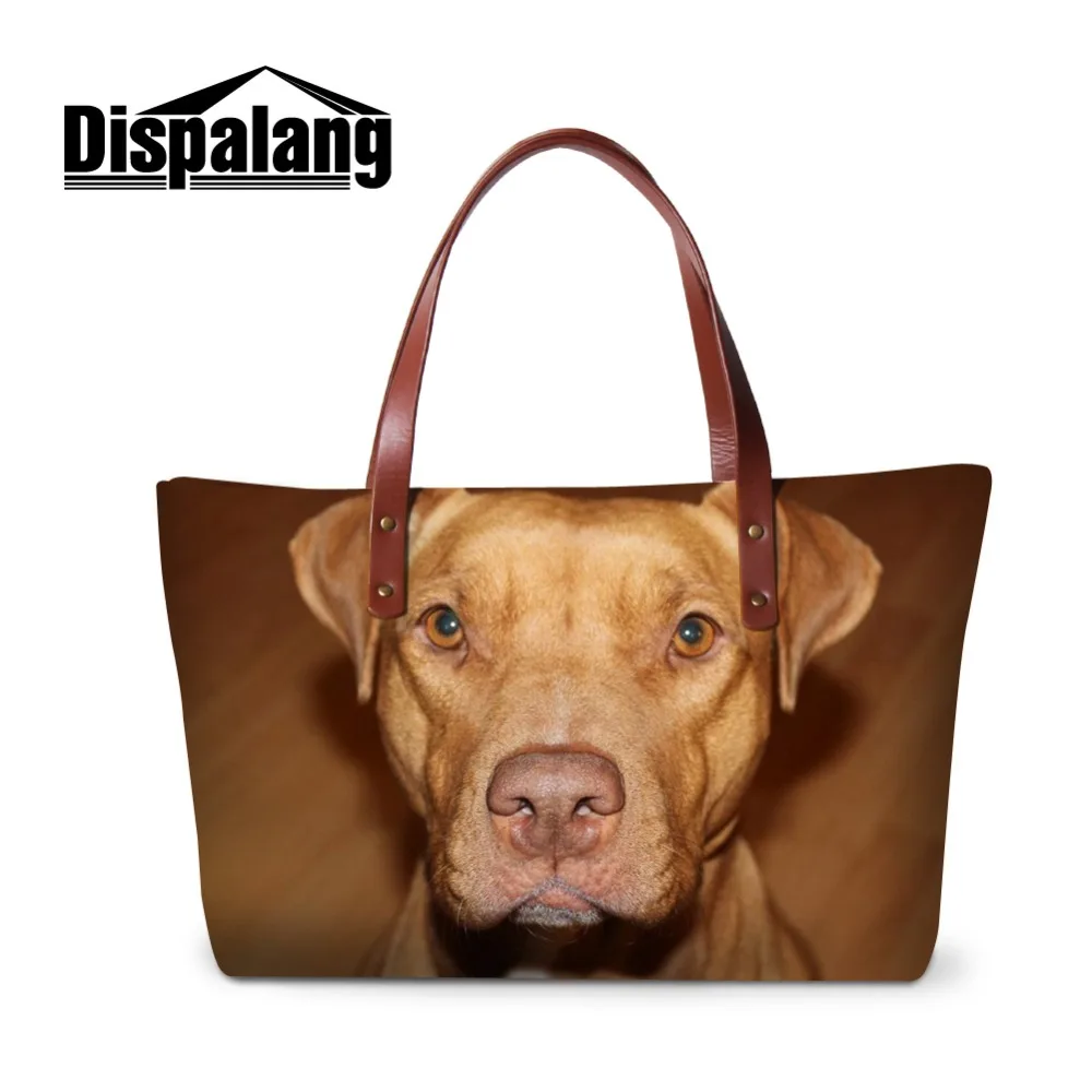 Dispalang Pit Bull Dog Shoulder Handbag Women Large Capacity Animal Print Tote Bag Ladies Cute Shopping Bag Beach Bag for Girls