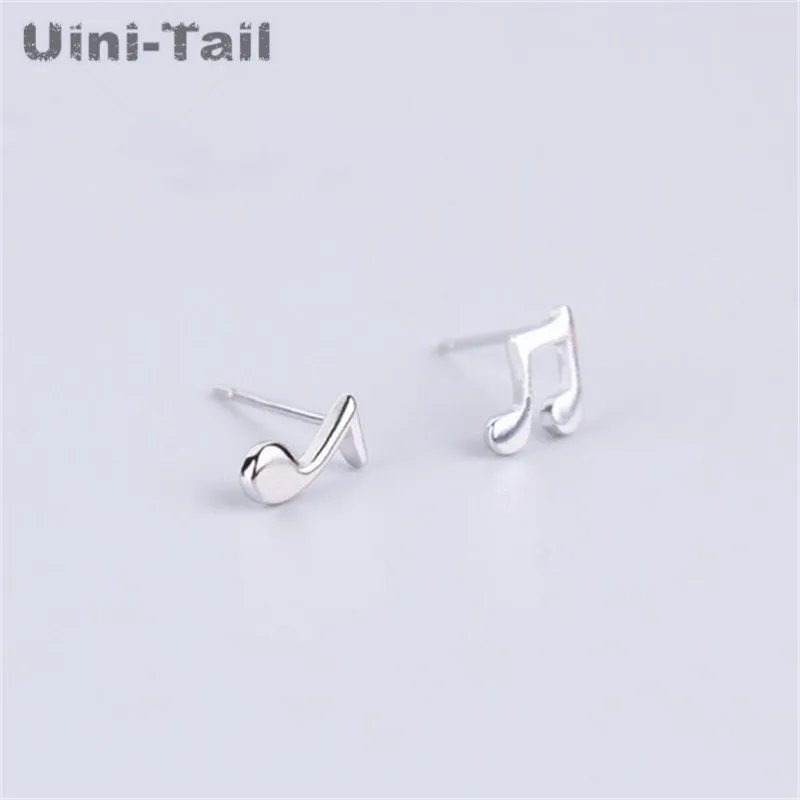 Uini-Tail Hot Music Elf 925 Tibetan silver cute note earrings Korean version of allergy-free pure silver ear jewelry ED116