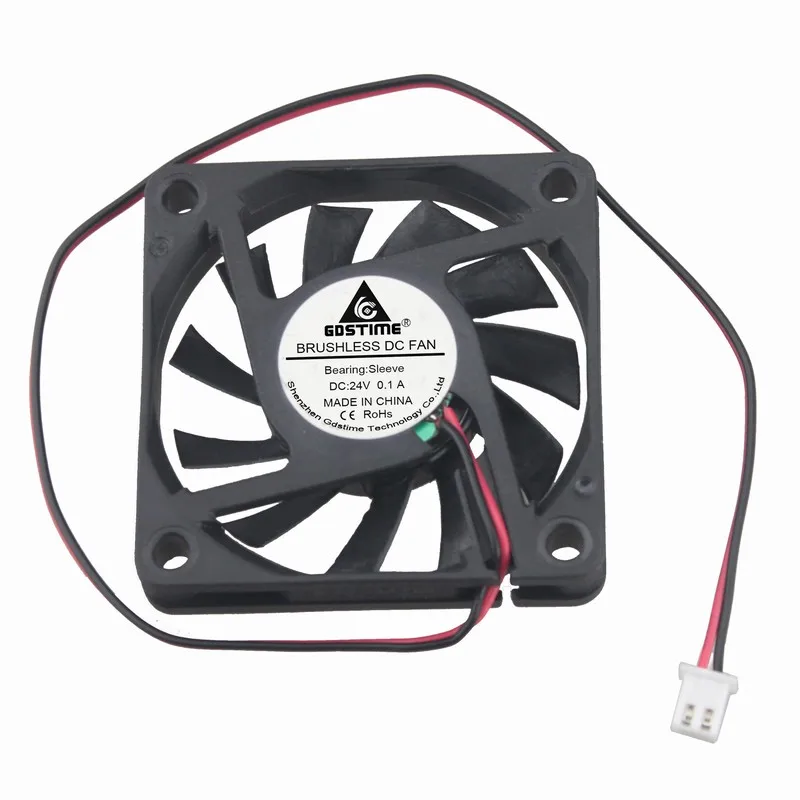 Gdstime 2 pcs DC 24V 6cm Fan Cooler 60x60x10mm 6010 2Pin 60mm x 10mm PC Case CPU Motor Cooling Radiator