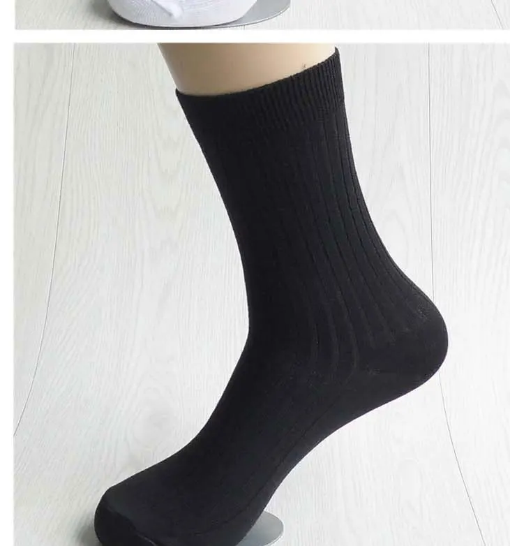 Fcare 10PCS=5 pairs bamboo fiber men dress socks white black gray navy blue long socks sokken calcetines hombre meias