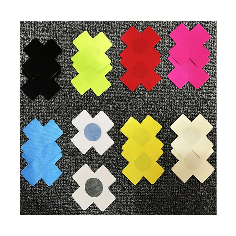 Free shipping Hot Sexy experience 50 pairs (100Pcs) Print 7 Colors Choice Cross/X Disposable Self Adhesive Pasties Nipple Cover